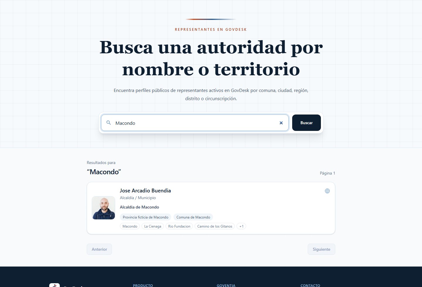 Resultado de una búsqueda pública por Macondo